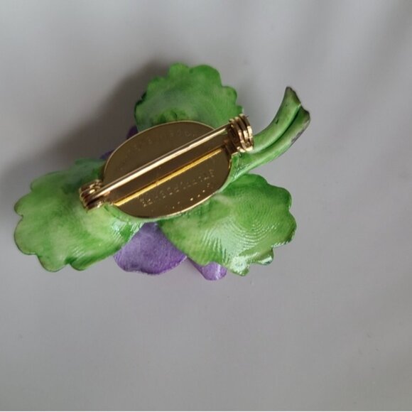 Vintage Signed Collectible Cara China Purple Flower Floral Brooch London - Picture 5 of 8